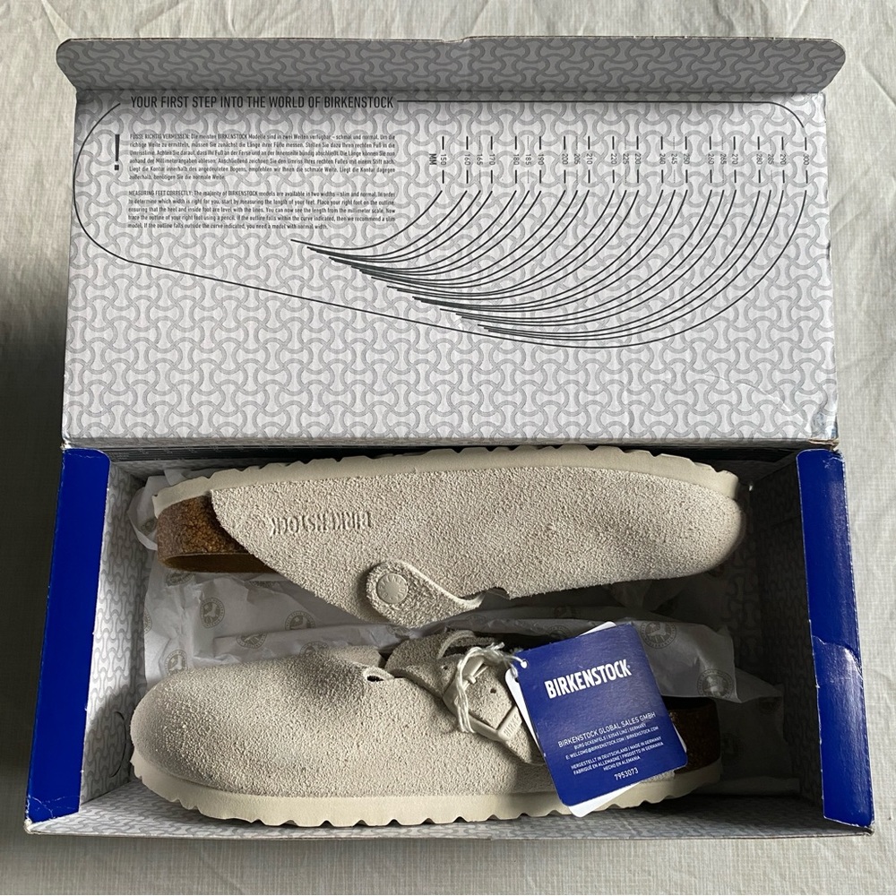 Birkenstock Boston Clog Womens Suede Leather Antique White US Womens size 7 NWT